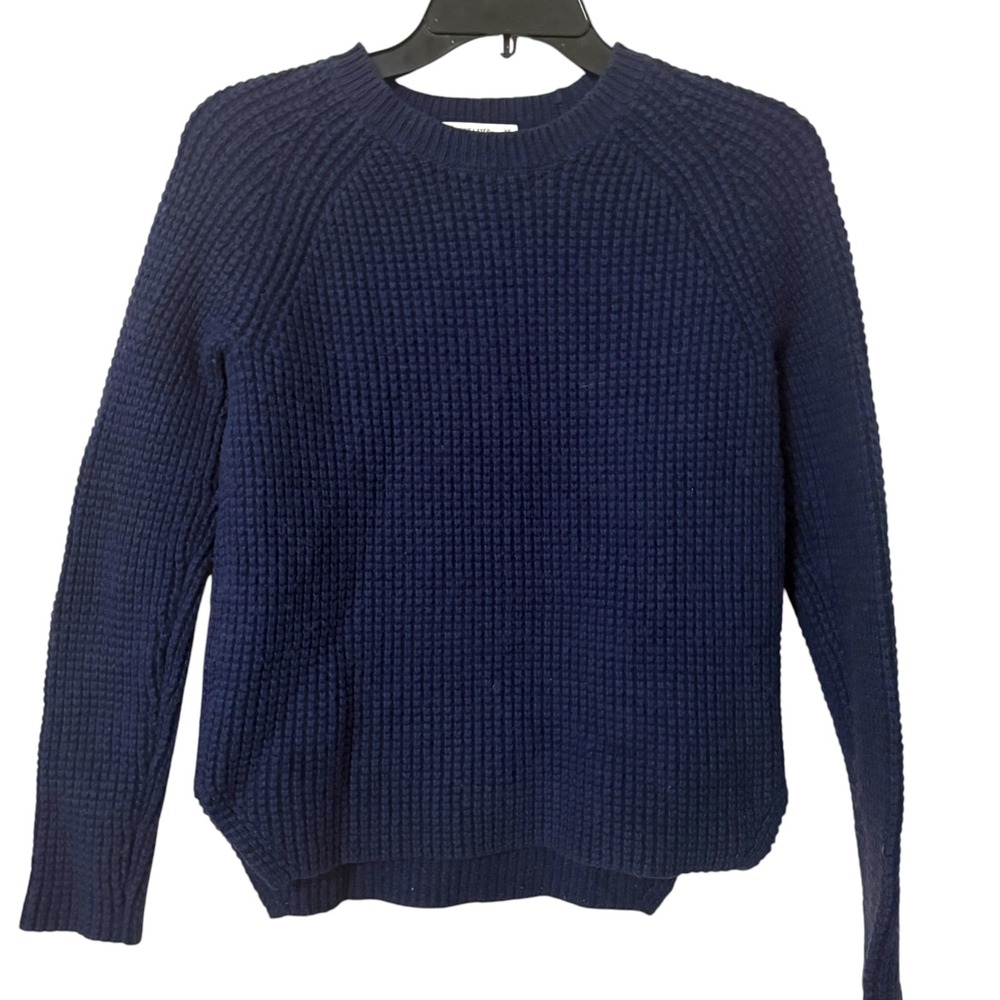 Marine Layer Womens XS Sweater Navy Blue Waffle Knit Raglan Cotton Merino Wool